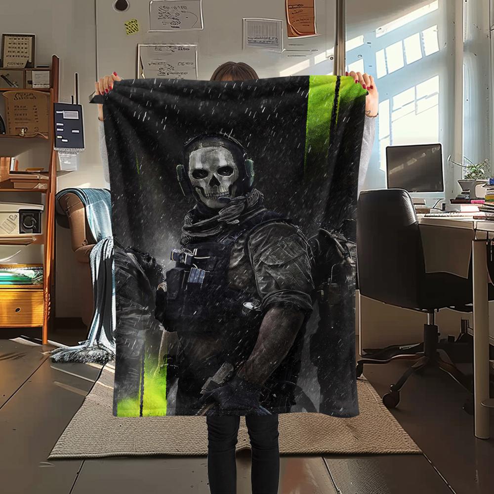 1Pc Call Duty Print Flannel Blanket, High Quality Comfortable for All Seasons, Home Decor, Warmth and Comfort, Perfect for Christmas Gifts