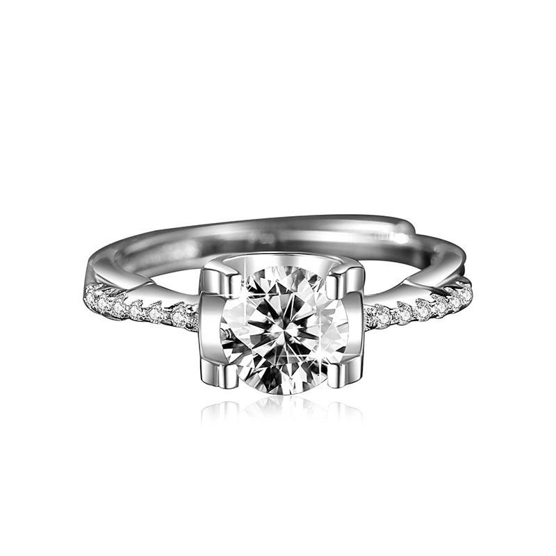 Open Adjustable European and American Style New Imitation Mosane Diamond Adjustable Girls' Ring Fashionable Creative Ring
