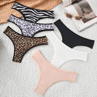 Women's Low-Rise Leopard & Zebra Thong Cutout Panties