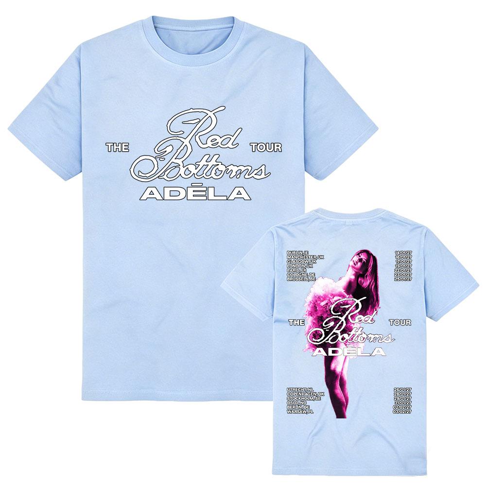 Adela Adéla The Red Bottoms Tour 2027 T-shirt Cotton Soft Short Sleeve Summer Tshirts Graphic Print Merch Women Men Clothing Top