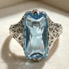 Retro Unique Square Crystal Hollow Carved Silver Color Ring for Women New Luxury Temperament Ladies Party Premium Gift Jewelry