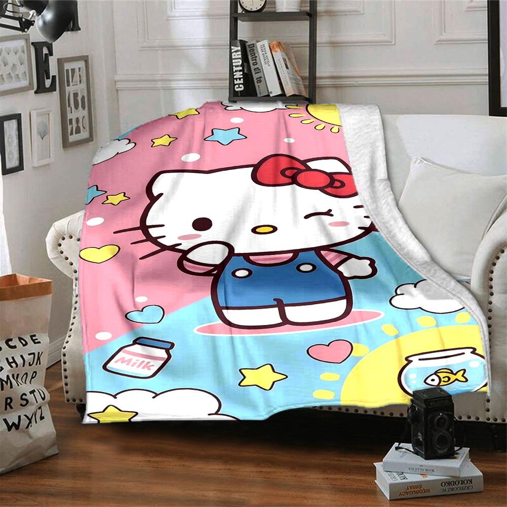 1pc Hello Kitty Milk blanket Lightweight Flannel Throw for Sofa Bed Travel Camping Livingroom Office Couch Chair
