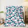 Pink heart-shaped flowers with teal leaves on a white background. for all seasons blanket lunch break throw gift