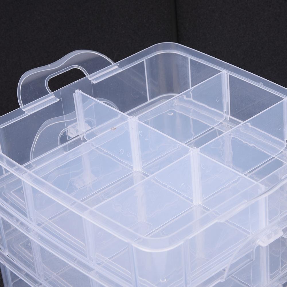 Practical Clear Plastic Jewelry Bead Storage Box 3 Layers Container Case