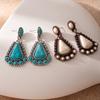 Bohemian Turquoise Geometric Drop Earrings Vintage Statement Dangle Earrings for Women Retro Fashion Jewelry Trendy Boho Accessories