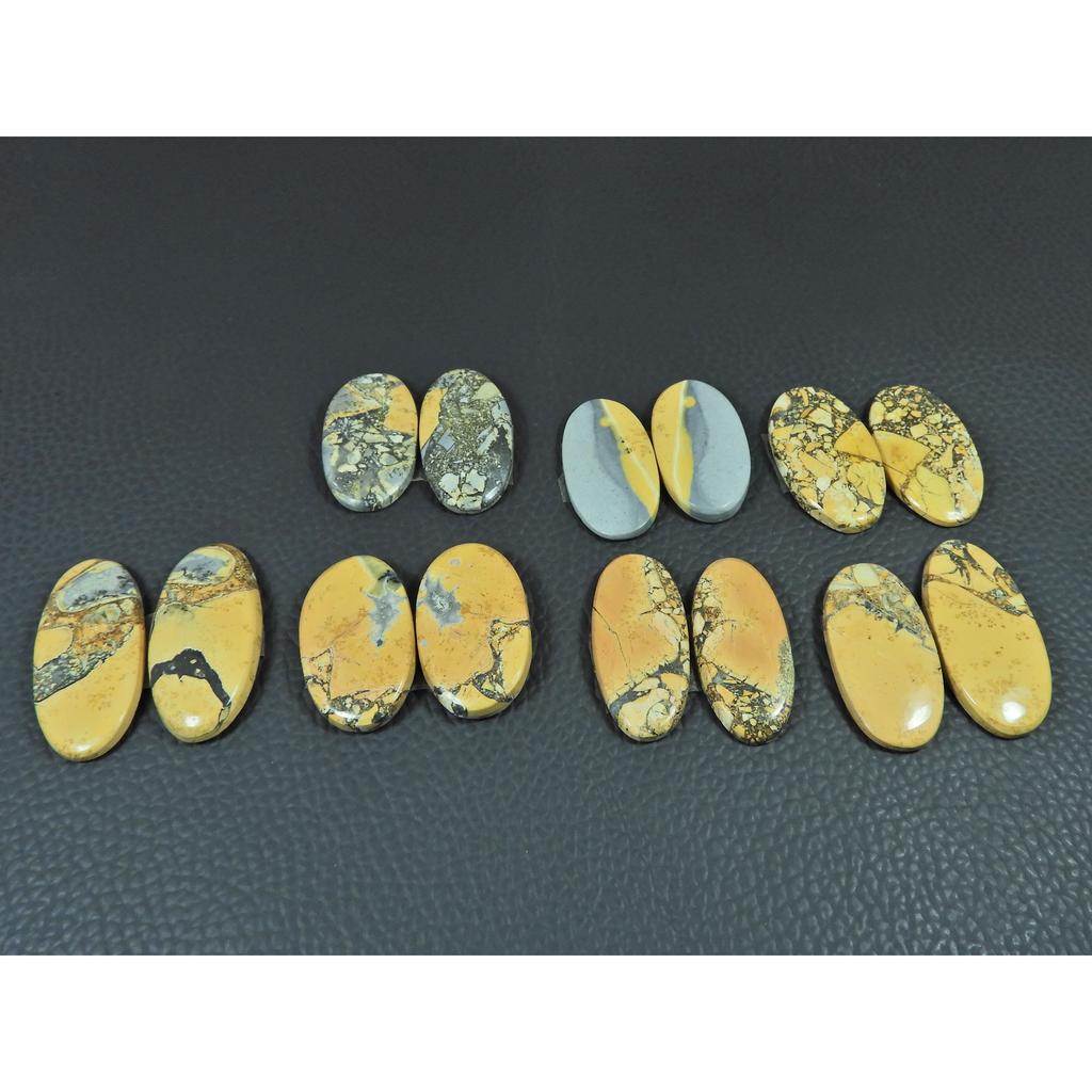14X27-14X28MM Natural Maligano Jasper Oval Cabochon Loose Gemstone 7Pair Lot C-3955