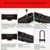 U-Shaped Lock - Four Position Combination Padlock - with Adjustable Buckle Padlock - Suitable for Bicycles and Glass Doors