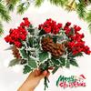10/1Pcs Artificial Red Berry Pine Needle Stem Artificial Pine Cone Fake Flower Branch Diy Home Christmas Party Wedding Decor