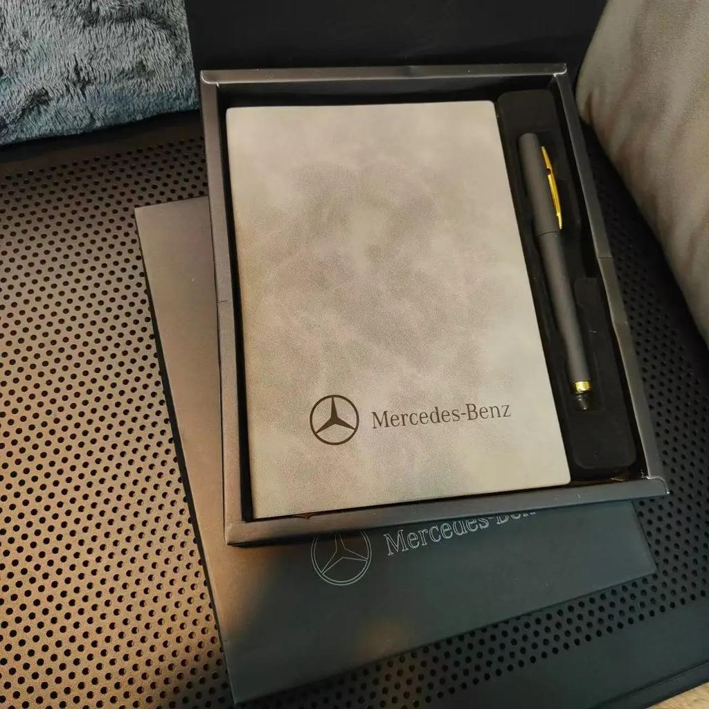 GLC GLB A5 Retro Notebook Soft Leather Cover & Neutral Pen Car Man Business Gifts For Mercedes Benz W176 W177 W204 W205 W212 W2