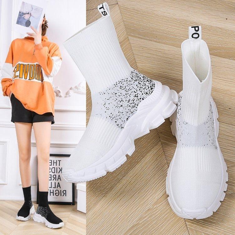 

Женские модные ботильоны-носки на высокой платформе - Универсальная повседневная спортивная мода для весны и осени 2025 года. Colorblock