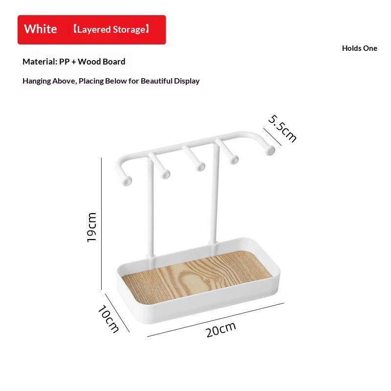 Portable Jewelry Display Rack Earrings Necklaces Storage Rack Key With Wooden Base Hanging Holder Desktop Organizer