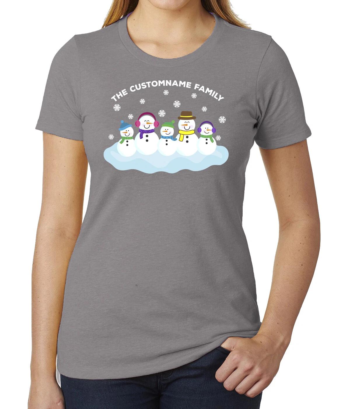 Snowman Family with custom name-Family Reunion Woman s T-Shirts 4XL