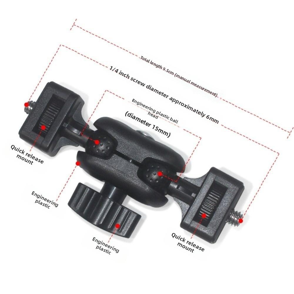 Stable Double Ball Head Bracket 1/4''Screw Action Camera Holder for Camera Monitor Video Light Mic