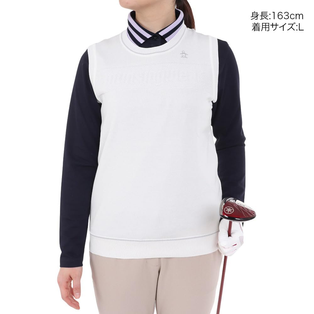 Pletená vesta Posádka Výstřih Bez rukávů Žakárový Jednoduchý Golf MGWXJL82 WH00 [Munsingwear] Dámské (Bílý)