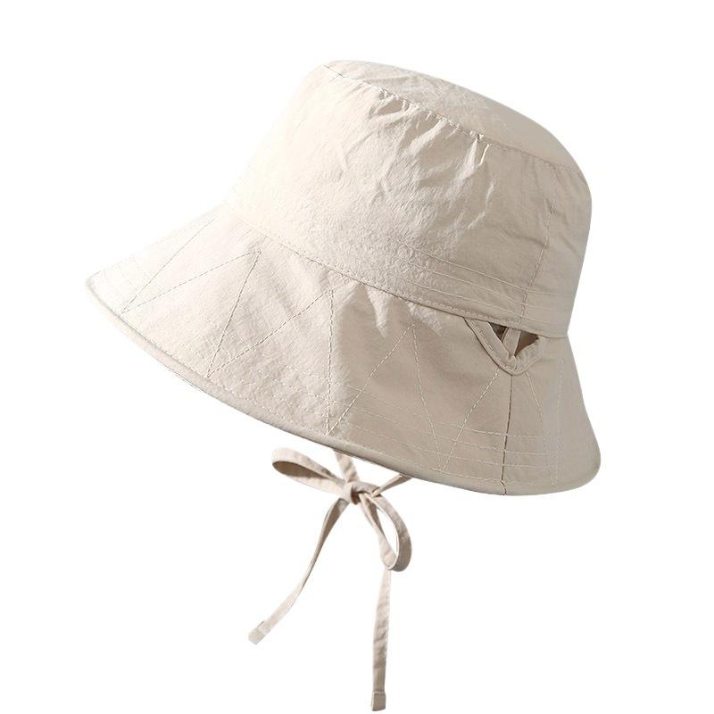 Simple Windproof Bow Fisherman's Hat Children's Summer Thin Foldable Hat Sun Hat Shows Small Face