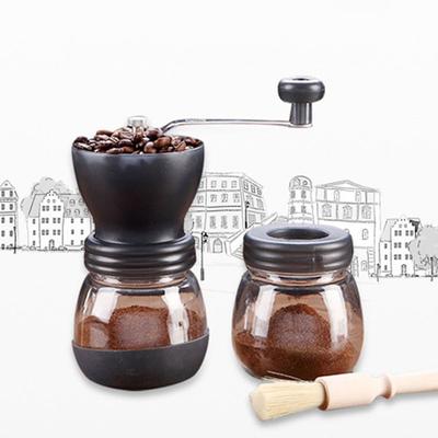 Houseeker Kaffeemühle, 2-teiliges Set, manuelle Kaffeemühle mit Vorratsdose, Mini-Kaffeemaschine