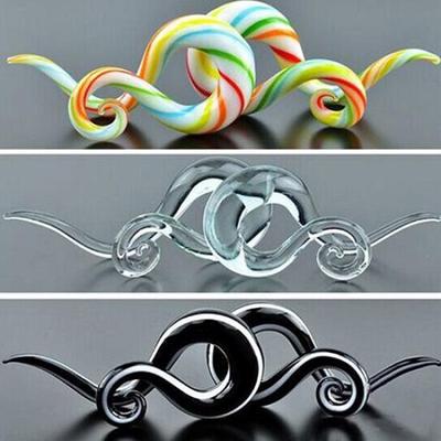 Women Punk Snail Spiral Glass Hook Taper Ear Plug Earring Expander Stretcher