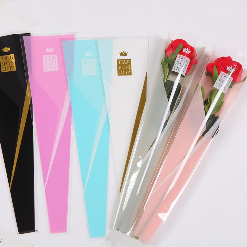 50Pcs Single Rose Sleeves Flower Wrapping Bag Bouquet Packaging Bags Clear Cellophane Floral Wrappers For Valentine'S Day
