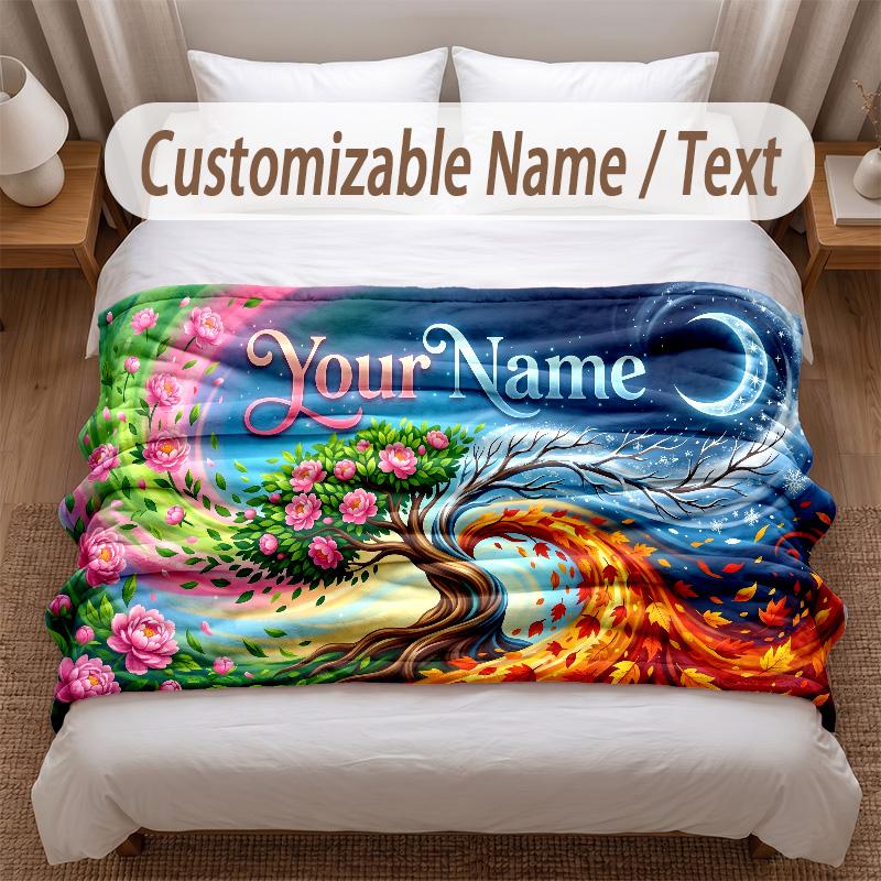 Music General Theme Soft Blanket Personalized Custom Name Text Print Warm Blanket Home Sofa Bedroom Decor
