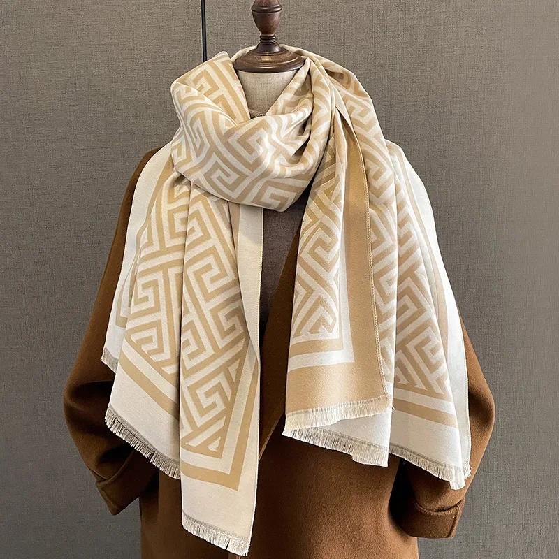 180*65 Thick Warm Winter Scarf Design Print Women Cashmere Pashmina Shawl Lady Wrap Scarves Knitted Men Foulard Blanket