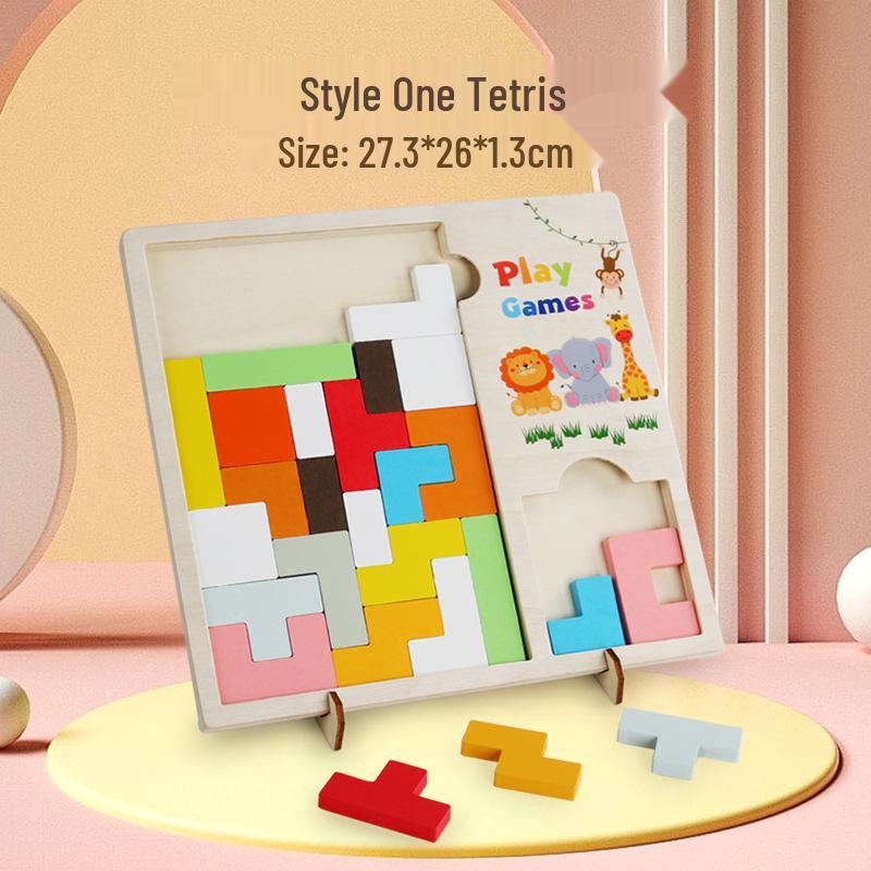 Kids' Enlightenment 3D Wooden Puzzle Blocks - Tetris Style Educational Toy