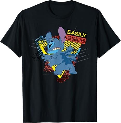 Stitch Angry And Easily Black TShirt S