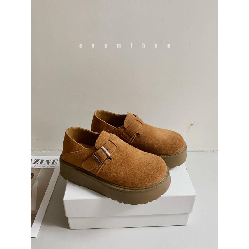 

Leather bag head half drag women s autumn new one-pedal with skirt slippers retro thick bottom 35 верблюд