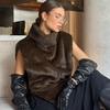 Autumn and winter fashion imitation fur vest women's new European and American temperament commuting versatile plush sleeveless turtleneck vest