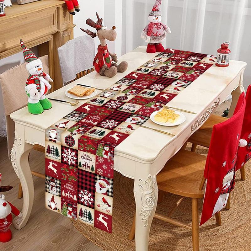 Christmas Table Runner Xmas Snowflakes & Elk Table Cover Christmas Decorations for Home 2026 Navidad Noel Gifts New Year 2026