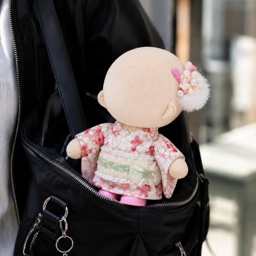 15cm Plush Toy Dress-Up Set: Kimono, Yukata, Obi, Hair Ornament, Shoes (5-piece Set, Doll Not Included) (Pink) [Item]