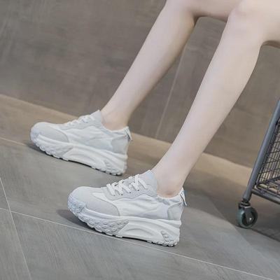 2025 Spring Women's Height-Boosting Dad Sneakers: Thick-Soled, Breathable, Round-Toed Casual Sports Fashion