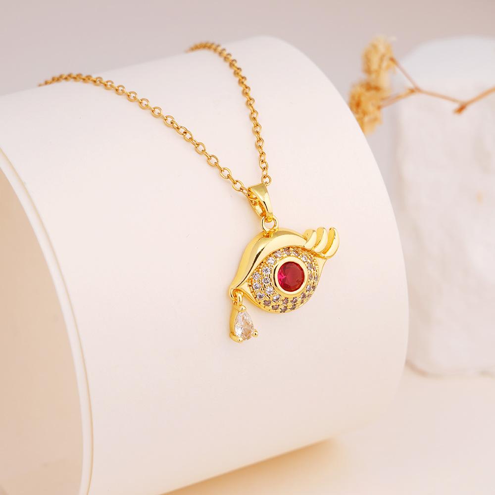 

Fashion Luxury Zircon Evil Eye Pendant Necklaces for Women Men Trendy Stainless Steel Chain Collar Accessories Jewelry Gifts