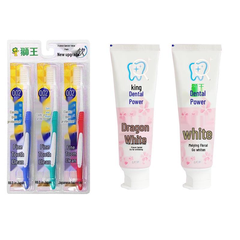 Lion Cherry Blossom Toothpaste & Soft Bristle Toothbrush Set