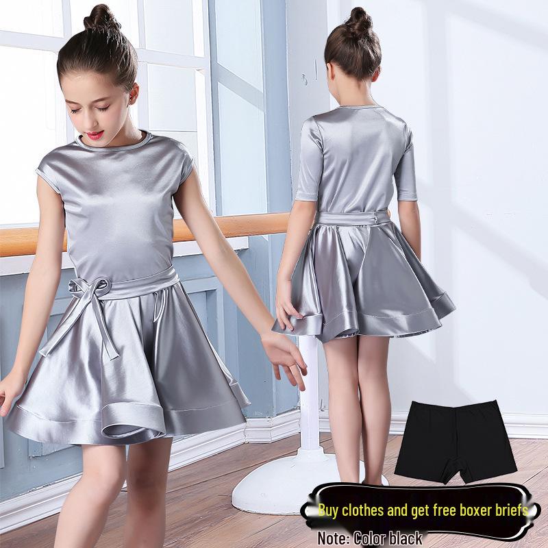 Mid-Sleeve Latin Dance Skirt for Girls – Competition & Performance-Grade Dancewear