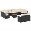 Vidaxl 13-Cz. Garden Furniture Set, Cushions, Black, Rattan PE