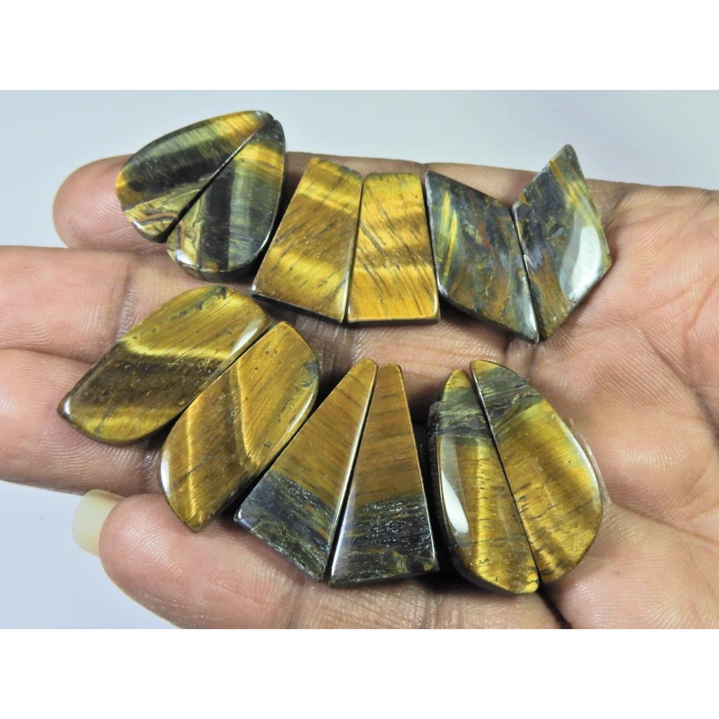 24-26 MM Natural Tiger Eye Matched Pair Fancy Loose Gemstone 6 Pair Lot C-995