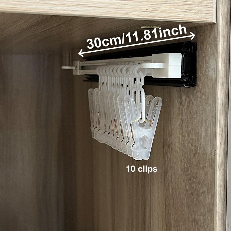 

Pull Out Hat Rack for Closet, Sliding Hooks Hanger Rack with Clips for Bras Caps Underwear Socks Scarves Gloves Handkerchiefs
