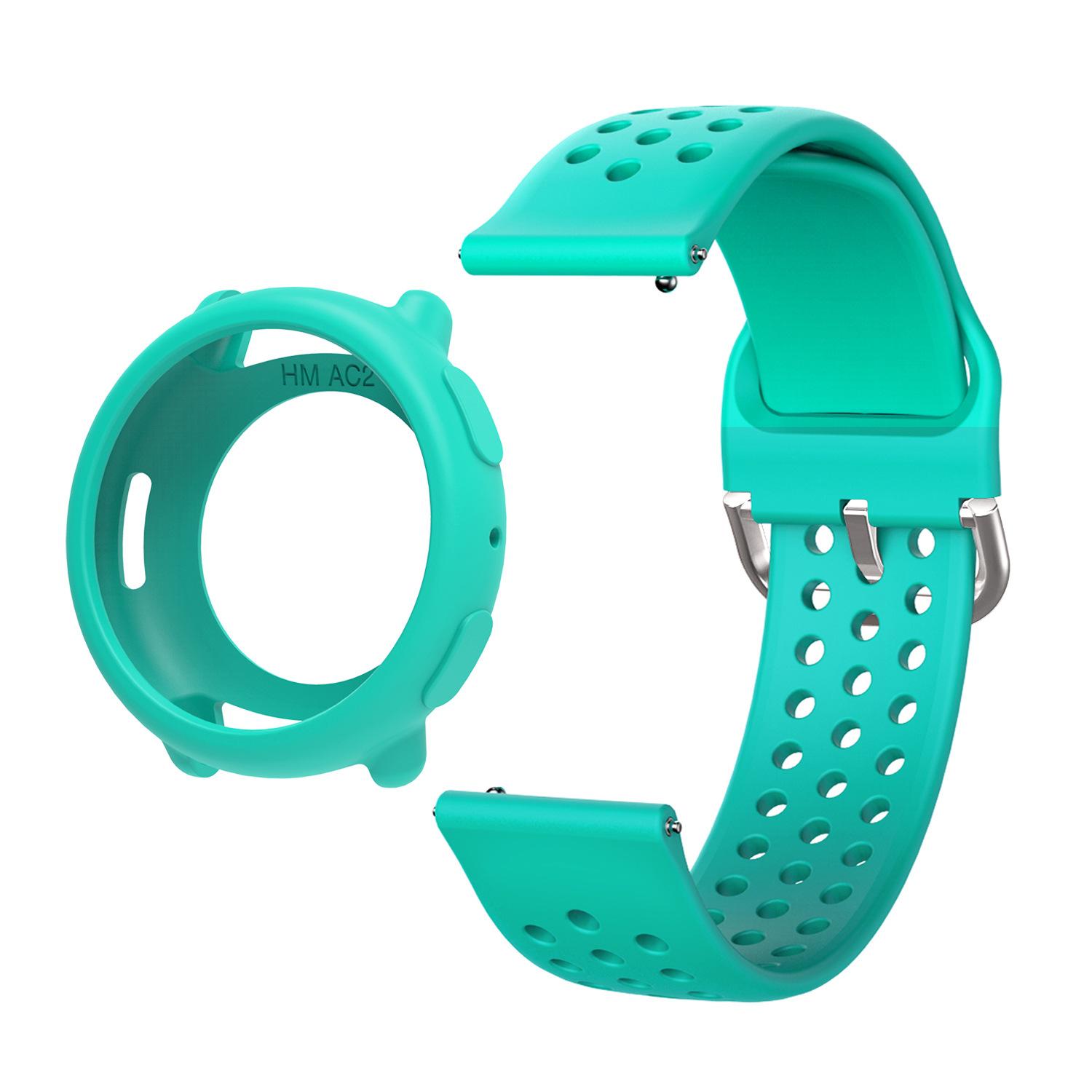 

Силиконовый защитный чехол+Крышка ремешка Чехол для Huami Amazfit Active2 Смарт Замена Аксессуары Рамка Чехлы Защитный чехол для экрана светло-синий