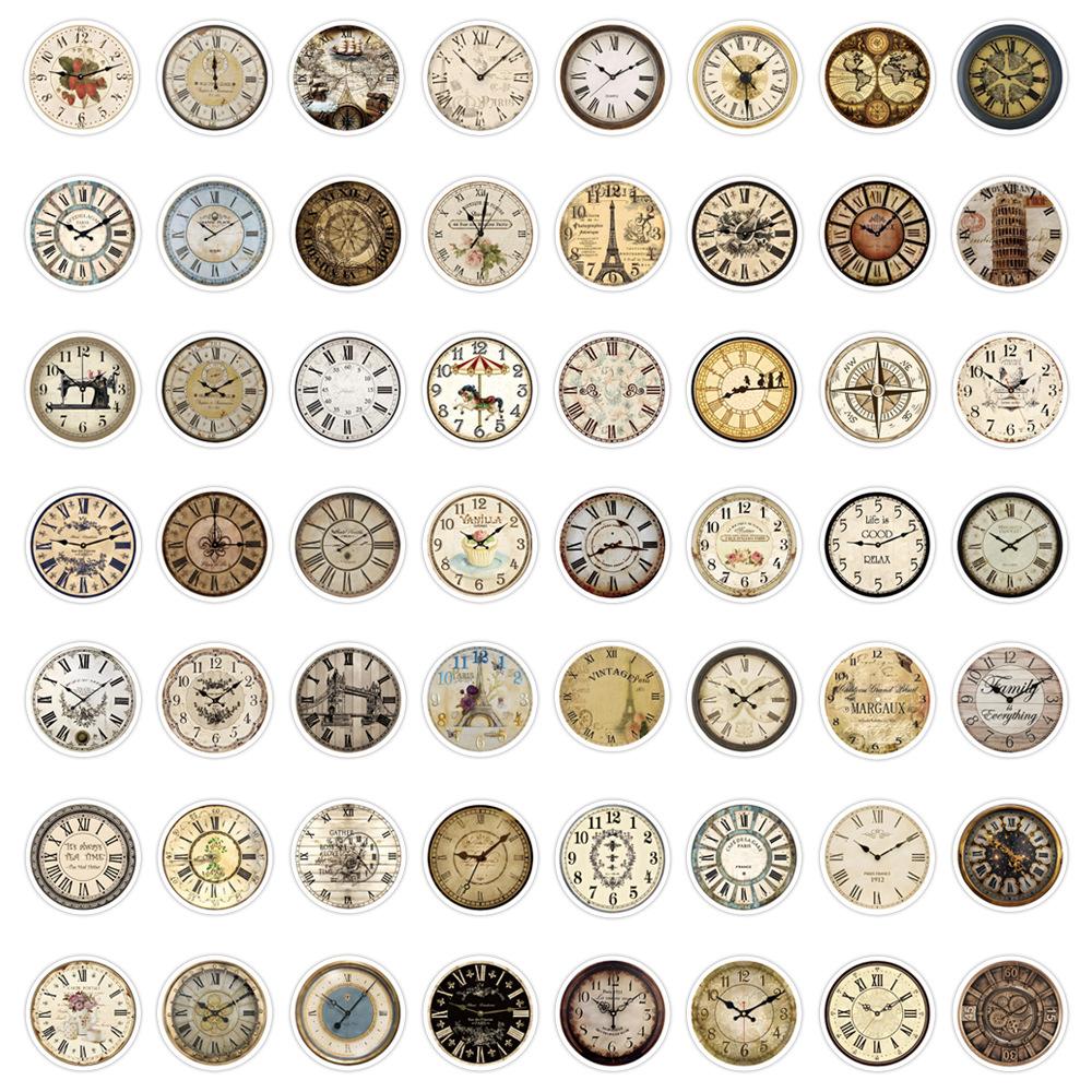 55 New Retro Clocks Graffiti Decals Decorative Scooter Suitcase Do-It-Yourself Decals Premium Durable Quality A