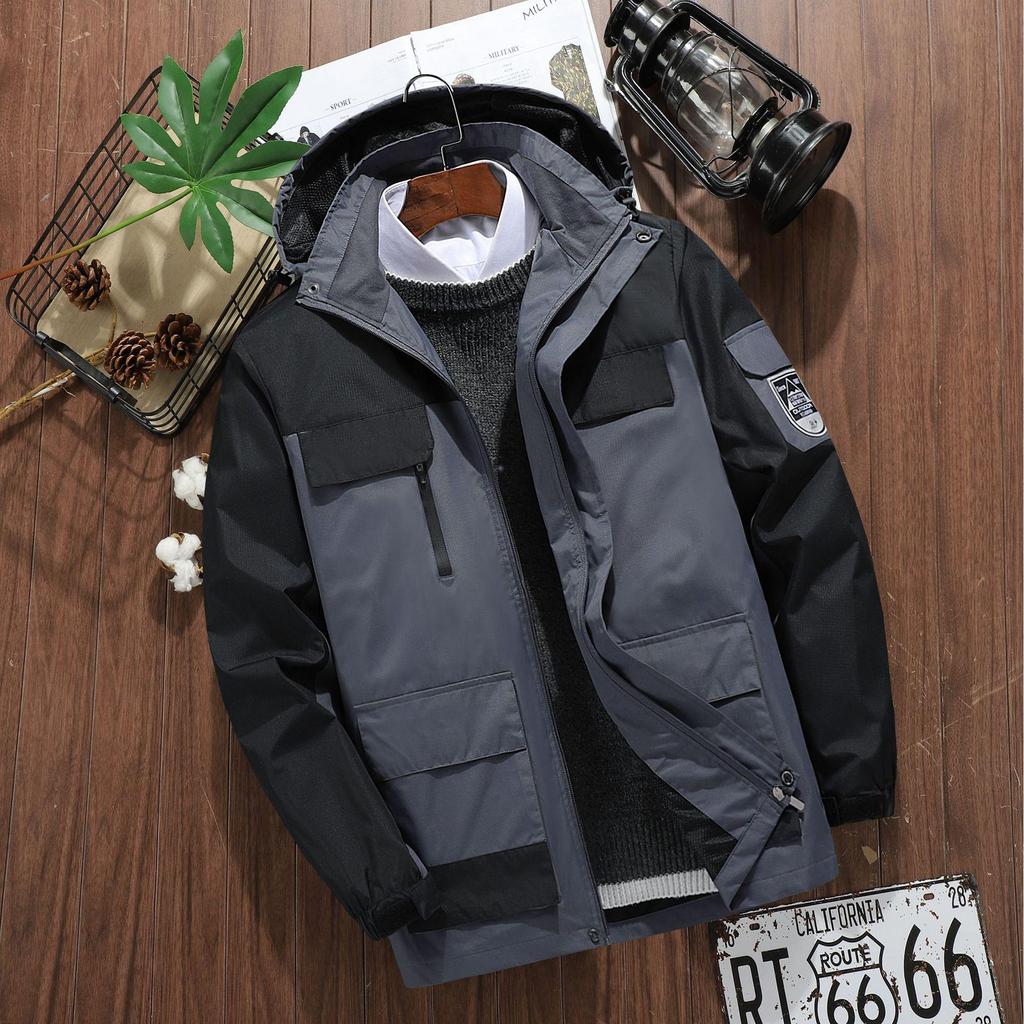 2021 Men's Spring/Autumn Thin Hooded Windbreaker - Single Layer Mountaineering Plus Size Couple Jacket