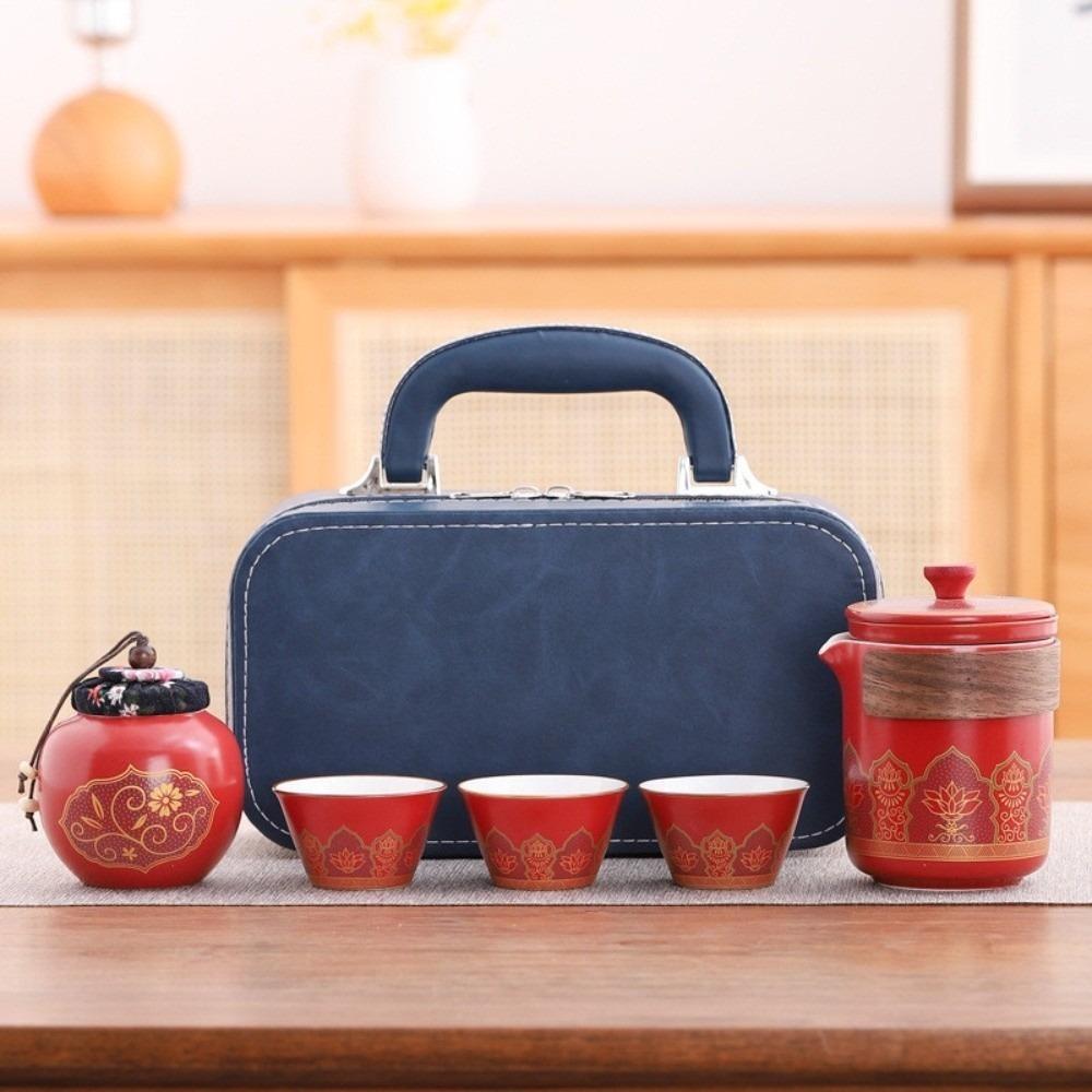 With Proctive Box Travel Tea Set Ceramic Porcelain Teaware Tea Gift Set  Travel Use