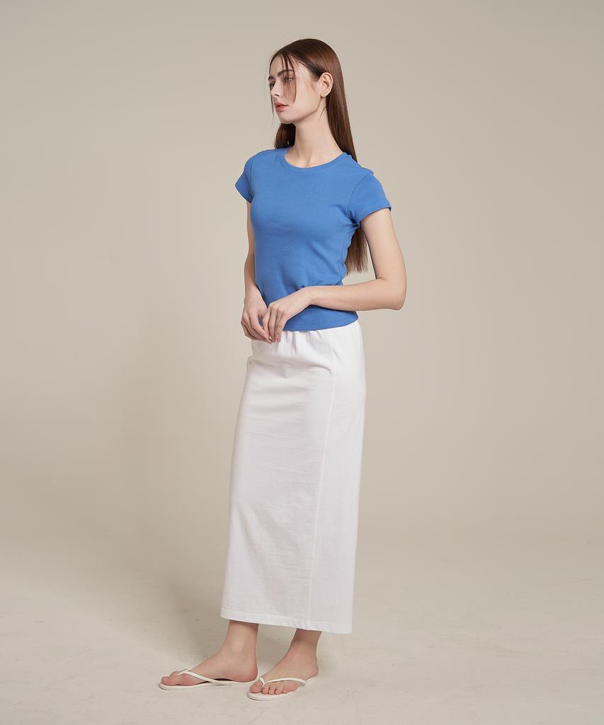 Iteoneolmomeonteu Solid Washed Long Skirt _ White