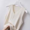Summer Ice Silk Tank Top for Women Outerwear Loose V-Neck Knitted Sleeveless Simple Casual Top