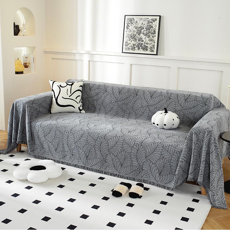 

Чехол для дивана с узором из шенилла, однотонный, противоскользящий, комбинированный, для дивана, подушка для гостиной, пылезащитное полотенце 90x180cm 1pcs серый