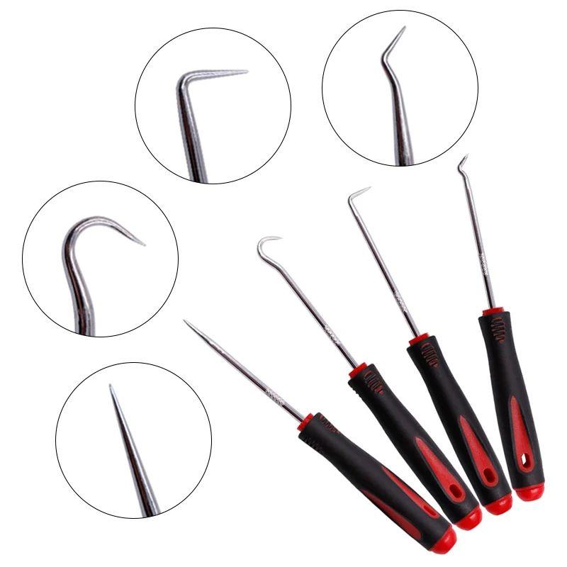 4 buc Set de etanșări și cârlige auto Auto Oil Seal/O-ring Seal Garnitură Pick Hook Puller Remover Anvelope Stone Cleaning Auto Maintenance Tools