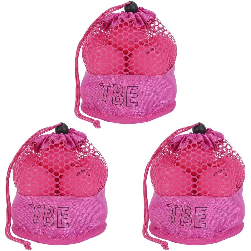 TOBIEMON Fluoreszierende Matte Bälle in Netzbeuteln, 3 Dutzend (36 Bälle), Rosa
