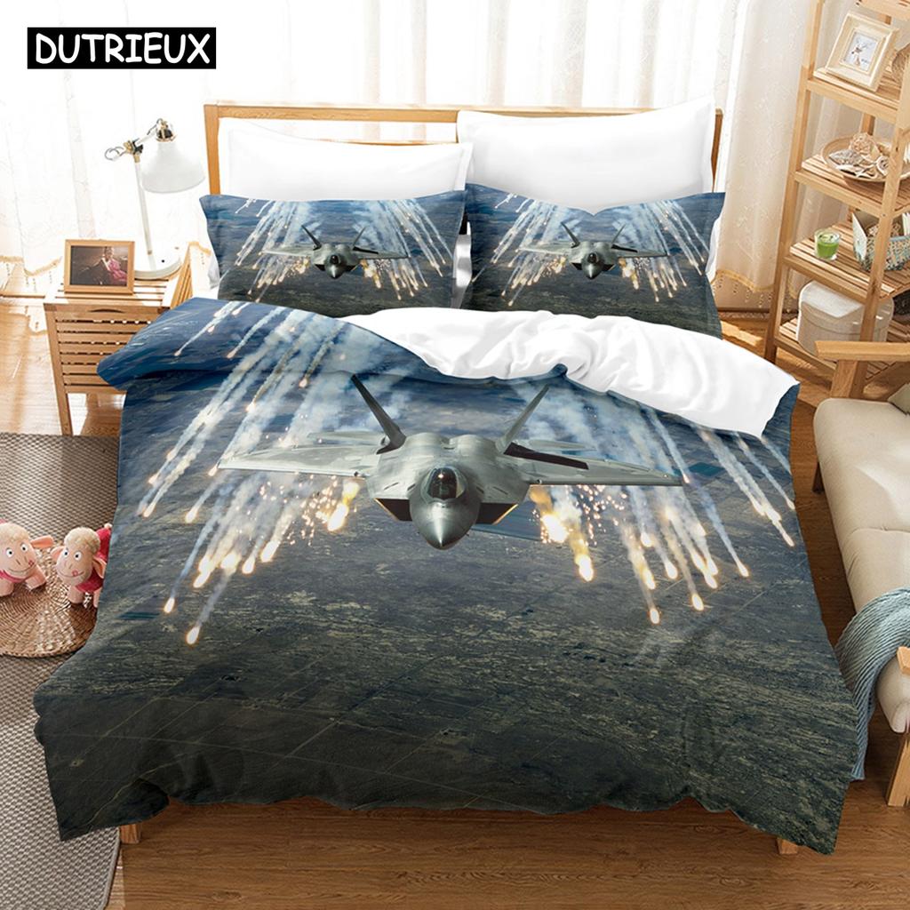 3D Jet Fighter Battle Plane  F-22 Bedding Sets Duvet Cover Set With Pillowcase Twin Full Queen King Bedclothes Bed Linen