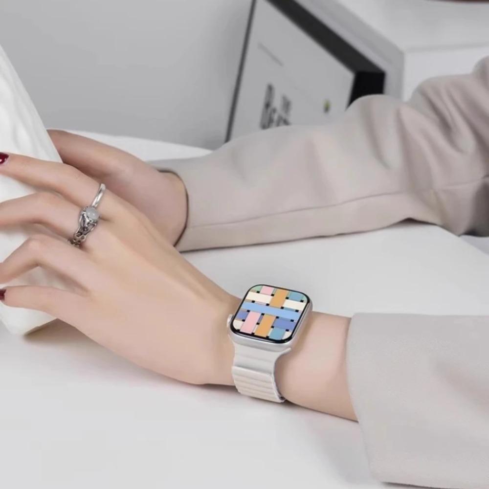 Magnetic Silicone Strap for Apple Watch Band Ultra 2/3 49mm 44mm 40mm 42mm 46mm 41mm 45mm Bracelet IWatch Series 11 10 9 8 7 6 SE 5 4 Correa