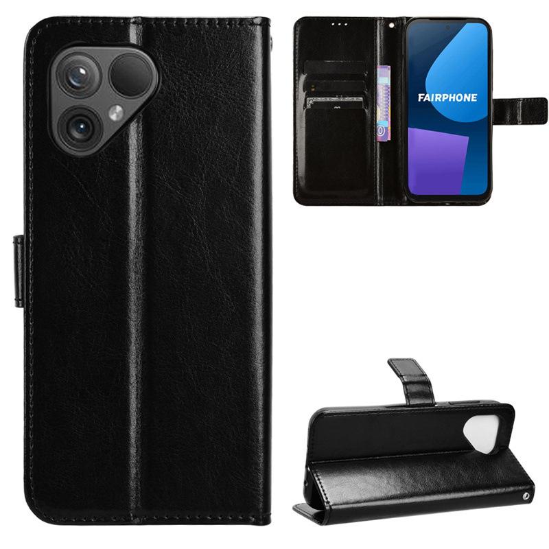 Fairphone 5/6 Leather Flip Case with Card Slot and Lanyard