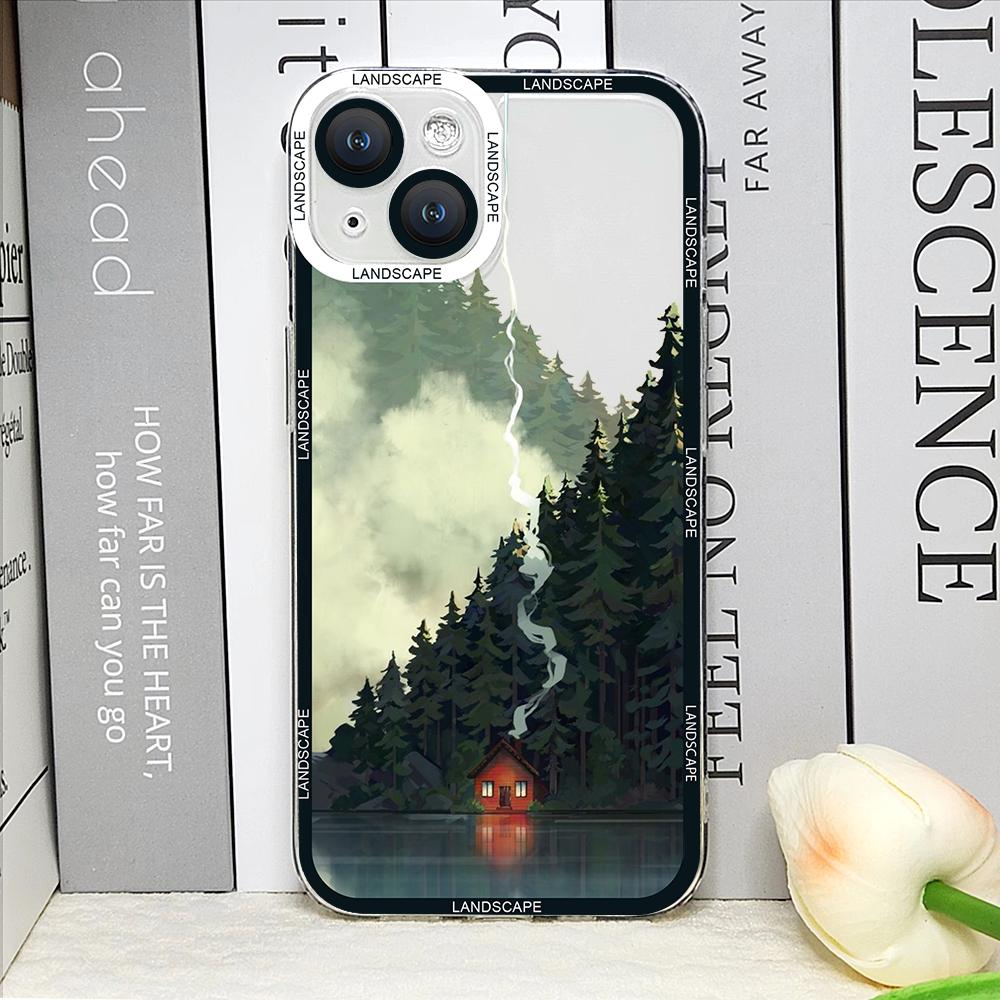 Landscape Oil Painting Phone Case for IPhone 14 15 16 Pro MAX 11 13 12 XS X SE2 XR 7 8 Plus Shockproof Aesthetic Art Soft Covers